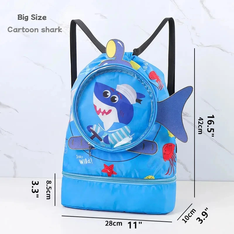 Kids Cartoon swimming bag fitness large capacity wash bag dry wet separation shower storage Backpac children's portable backpack