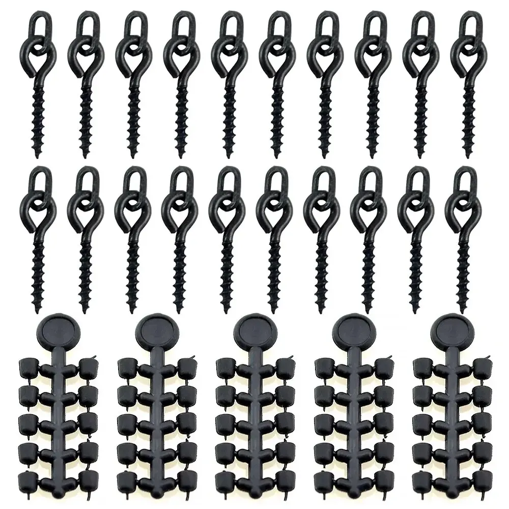 HIRISI 50 stuks Rubberen Kralen Haakstopper Karpervissen Rig Tackle Anti-Slip Boilie Schroef Haar Rig Stop Kralen Accessoires