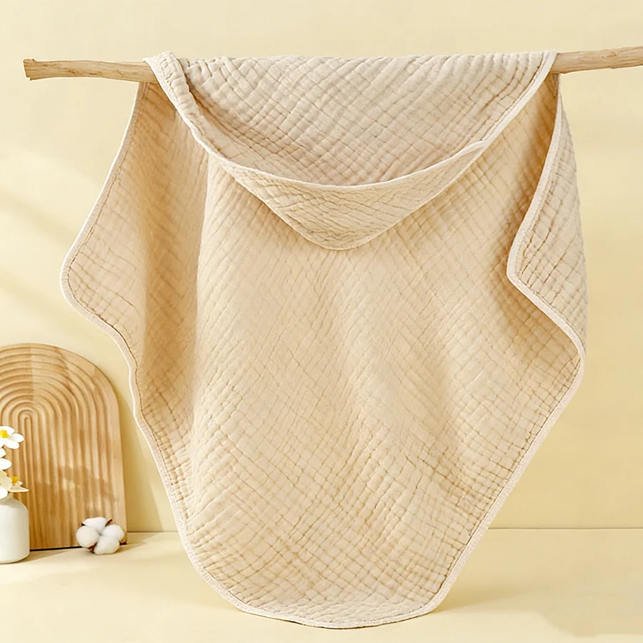 Muslin Hooded Baby Towels, 100% Cotton, Ultra-Soft & Absorbent Baby Bath Towels with Hood for Newborn & Infant view 3