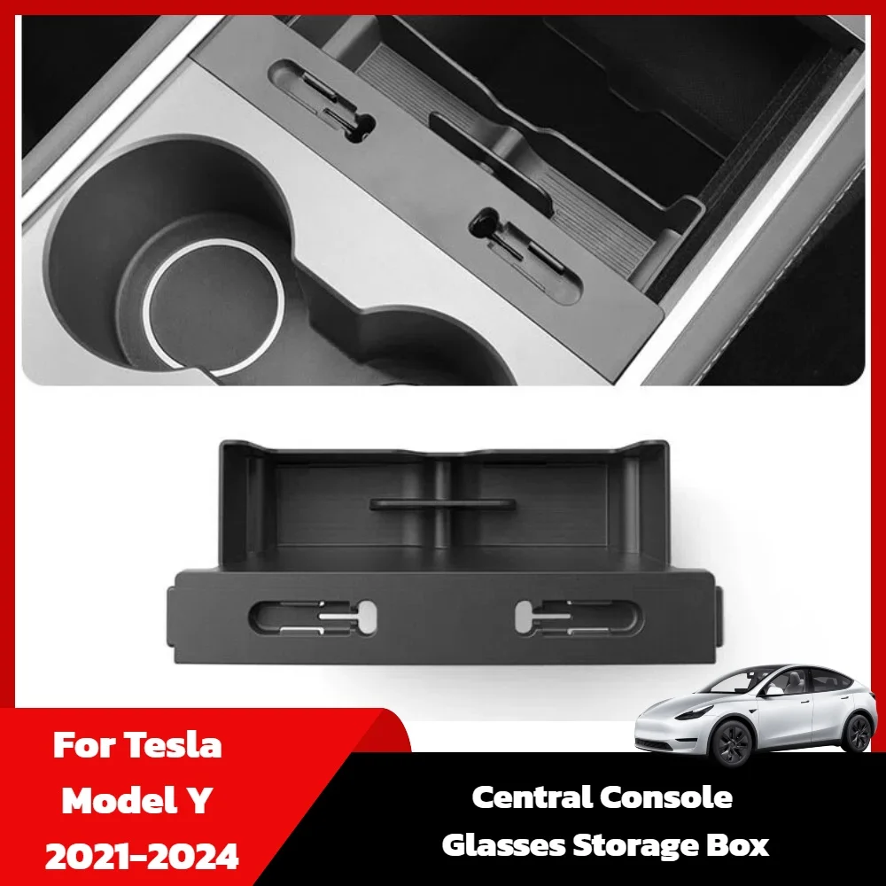 

For Tesla Model Y 2021-2024 Central Console Glasses Storage Box Frame Sunglasses Holder Case Automotive Interior Accessories TPE