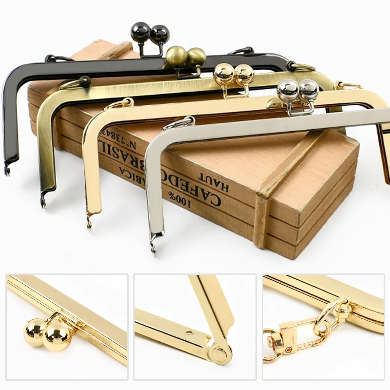 

1Pc/2Pcs 20/25cm Purse Frame Kiss Clasp Metal Square Smooth Handles for Bag DIY Sewing Brackets Screw Wallet Accessories