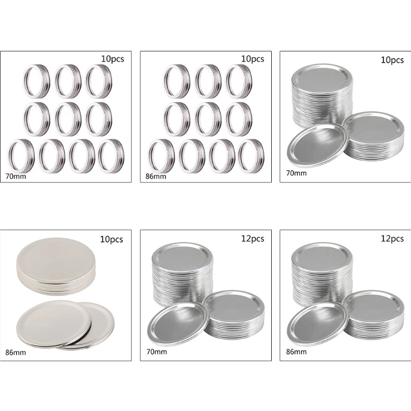 X6HD 10 Pcs Wide Mouth Canning Lids for Mason Canning  Grade Material Leak Proof