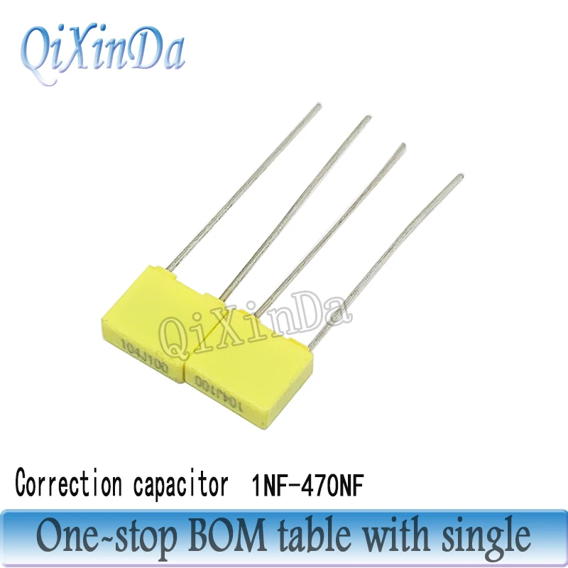 100PCS 100V Polypropylene Safety Plastic Film Correction Capacitor 1NF 2.2NF 4.7NF 10NF 22NF 47NF 100NF 470NF 102 103 104 474