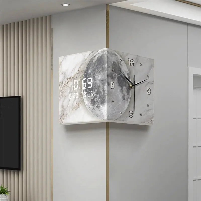GOOD-Corner Clock Easy To Read Clock Decorative Scenery Wall Corner Clock Farmhouse Wall Decor For Bedroom For Home Decoration