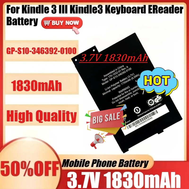

Клавиатура для Kindle 3 III Kindle3 EReader D00901 Graphite 170-1032-00 / FS249, новая батарея GP-S10-346392-0100 1830 мАч