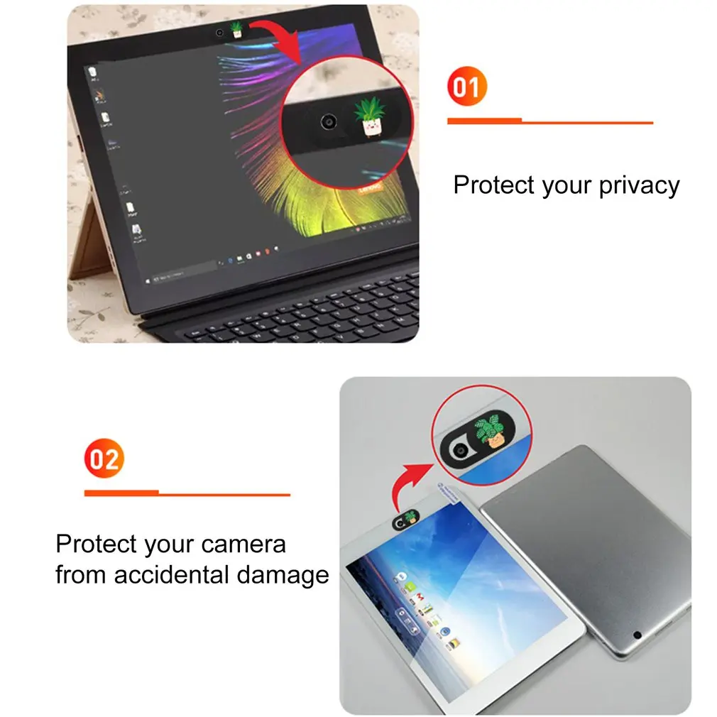 Capa da câmera Webcam Plant Cute, Lens Phone Protective Cover, Camera Masking Sticker, Computer Privacy Cover para Laptop, 6pcs