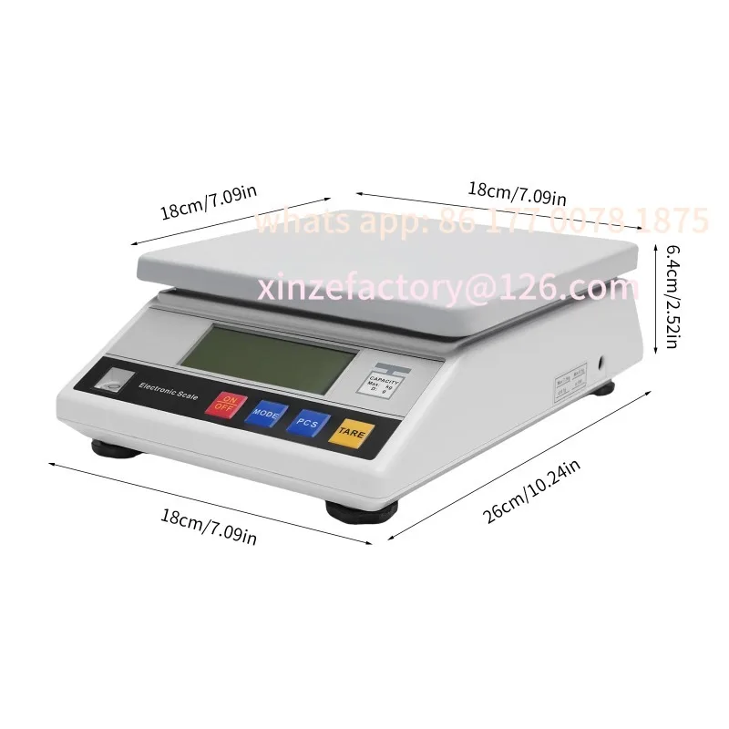 ميزات العد والمعايرة القابلة للتخصيص، ميزان المطبخ الرقمي LCD Di باللون الأخضر بسعة 7.5 كجم، زيادة 0.1 جرام، فارغة