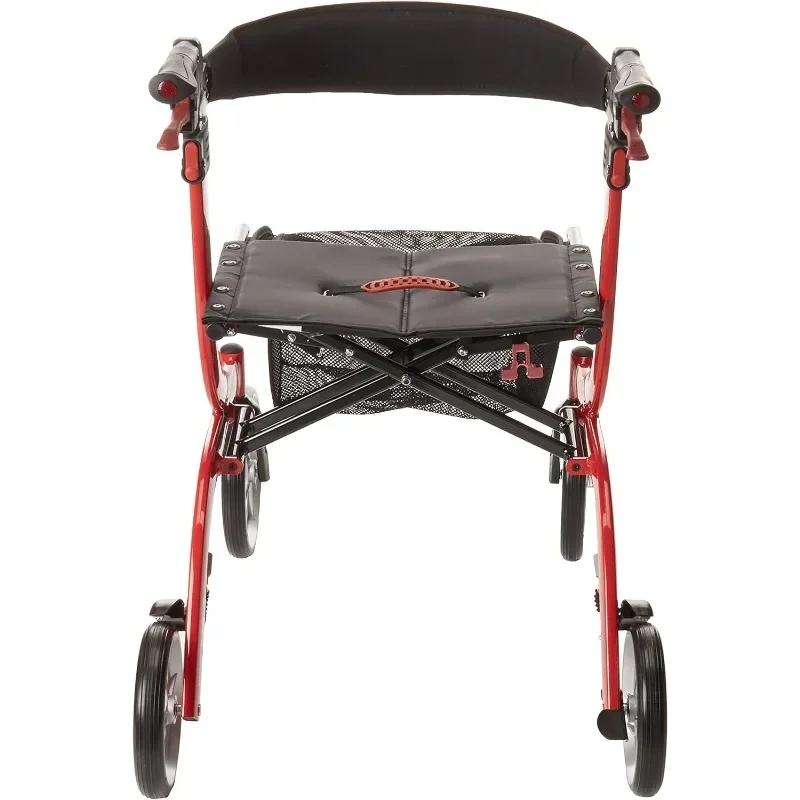 Drive Medical RTL10266 Nitro Euro-Style 4-Wheel Rollator Walker With Seat, Red