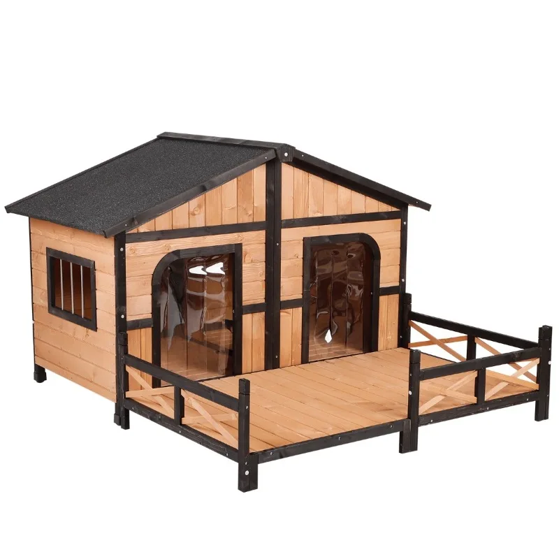 

Custom Rainproof Outdoor Yard Large Dog Luxury Kennel Indoor Villa Large Size Wooden Kennel Dog House