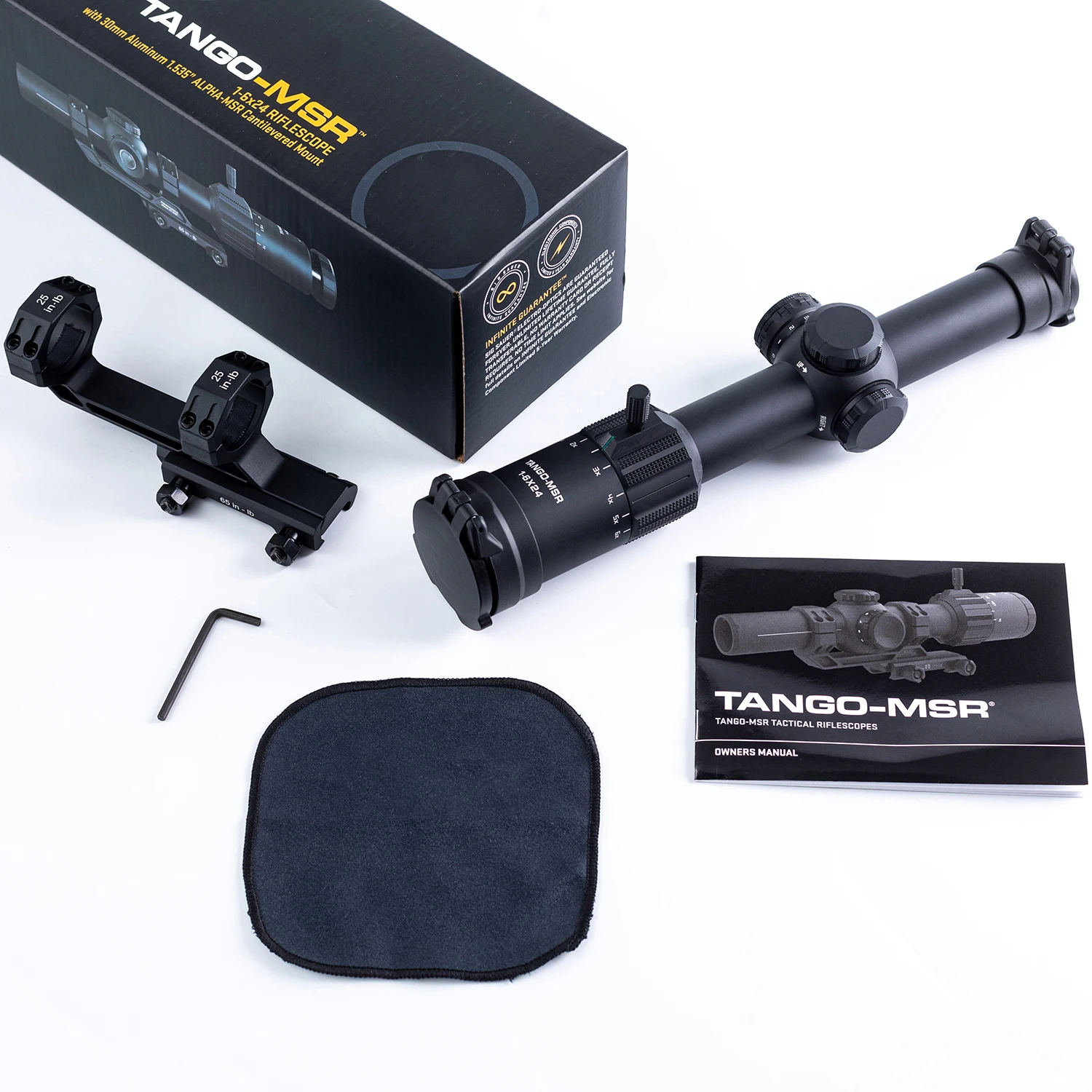 

Tango-MSR 1-6x24mm LPVO Tactical Rifle Optic - Low Illumination BDC-6 SFP Reticle with Throw Lever ALPHA-MSR Mount for Shooting