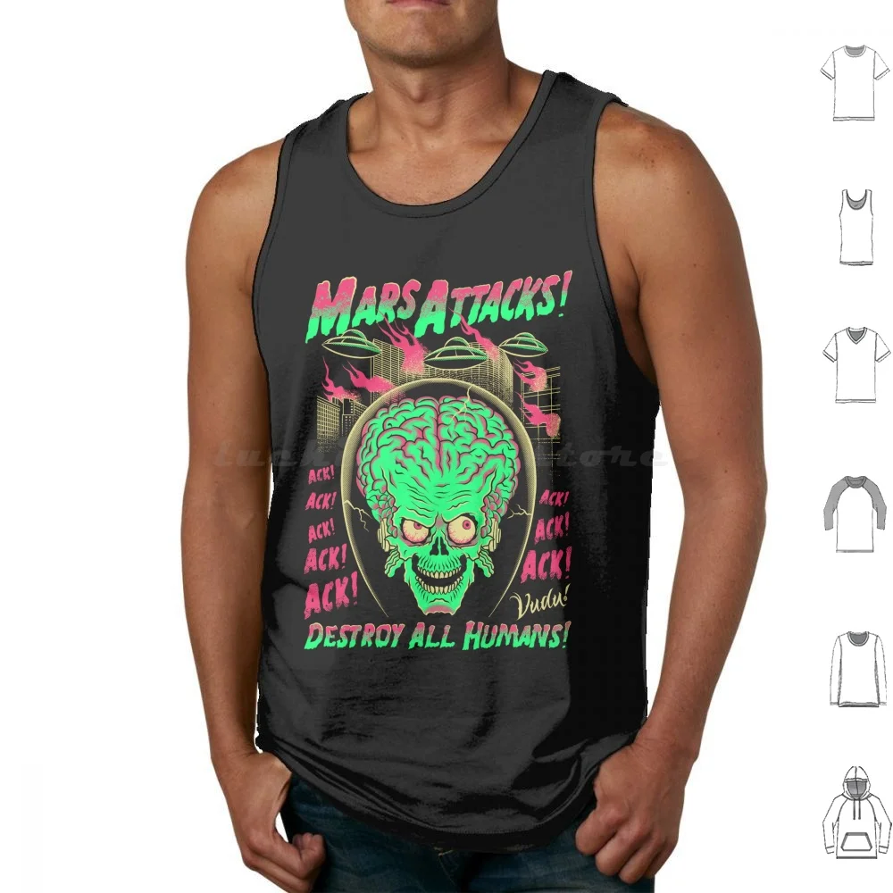 Attacks! Tank Tops Vest Sleeveless Attack Attacks Attacks Attack Of Tim Burton Comic Science Fiction Film Halloween Devil