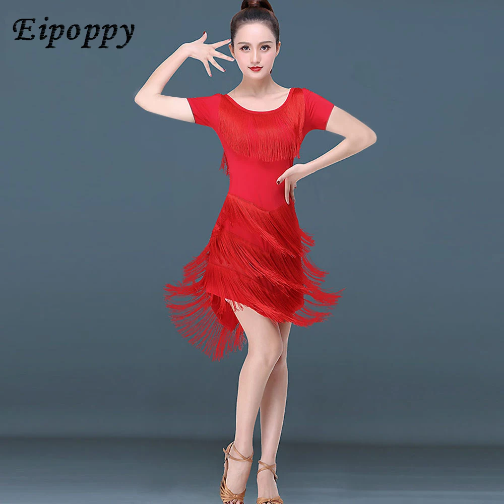 성인 원피스 슬림 태슬 운동복, 라틴 댄스 의류