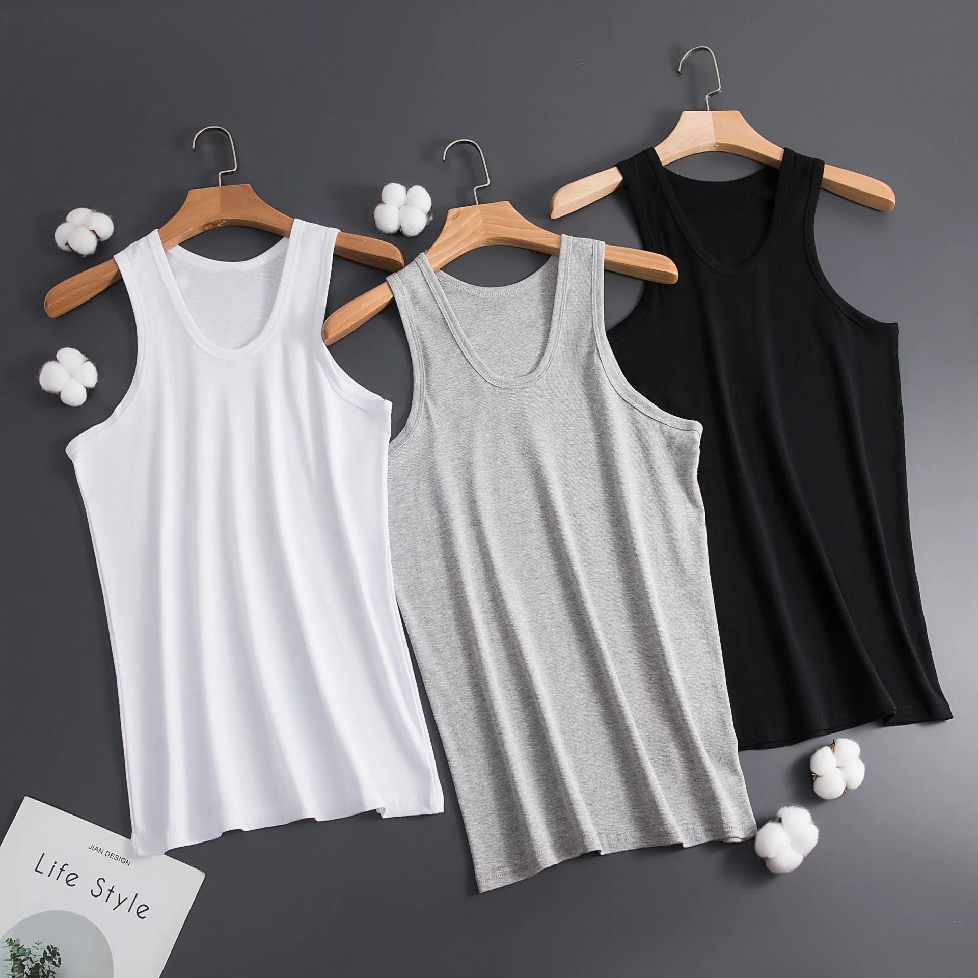 

Summer Men's Cotton Joker Vest Bodybuilding Tight Tank Tops Sports Fitness T-shirt Outdoor Breathable Quick Drying Basic Vest