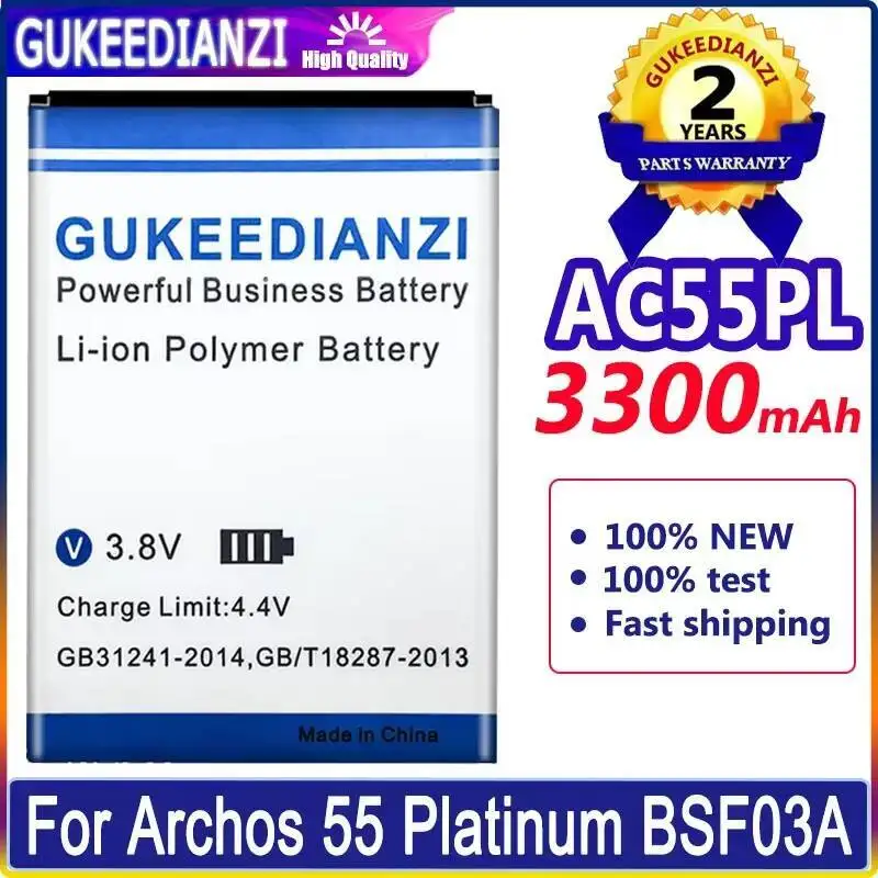 

High-Efficiency AC55PL 3300Mah Long Lasting Mobile Phone Battery For Archos 55 Platinum BSF03A