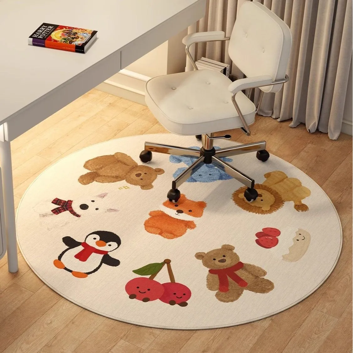 Crystal Fiber Round Carpet For Living Room Bedroom Bedside Rocking Chair Swivel Chair Computer Chair Protective Mat Home Decor