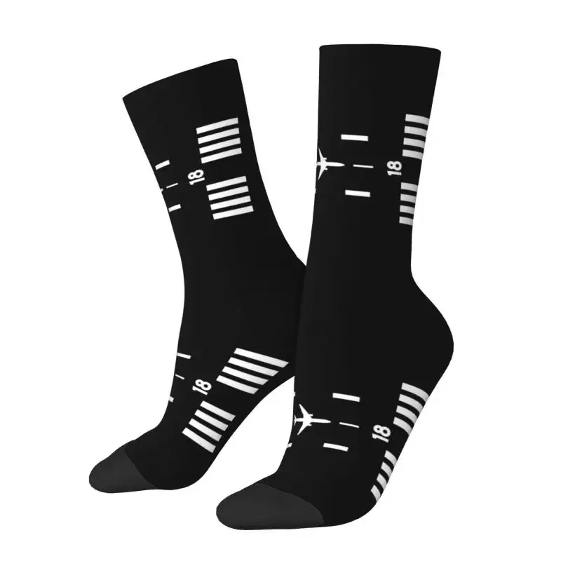 Funny Airport Runway Traffic Controller Socks Men Women Warm 3D Printing Aviation Airplane Pilot Aviator Basketball Sports Socks