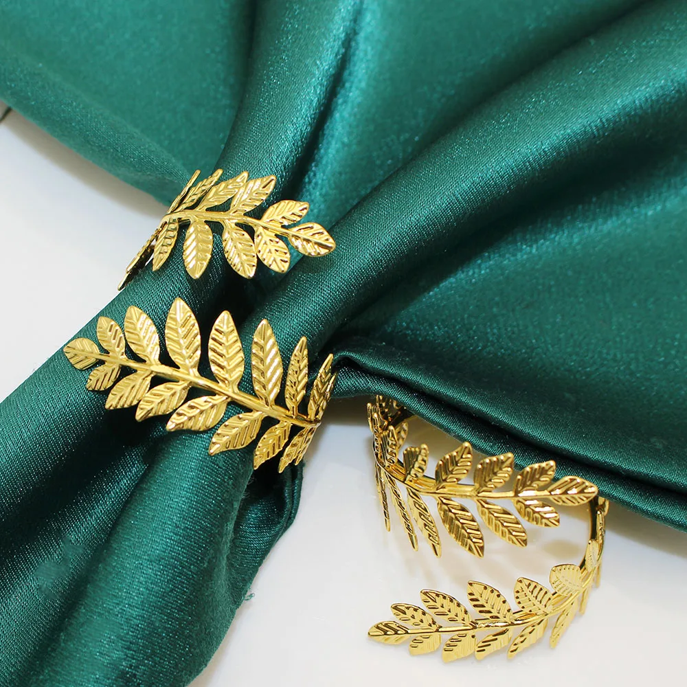 6Pcs Gold Napkin Rings Leaf Napkin Holders Table Setting Decor for Weddings Birthday Christmas Fall Halloween Thanksgiving HB20