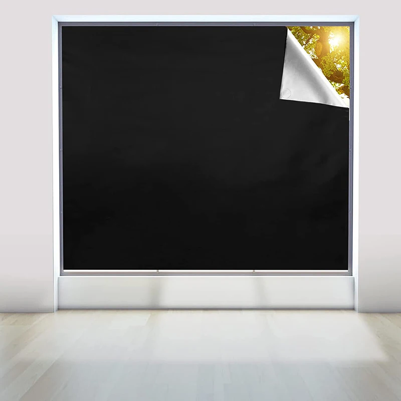 Black Light Blocking Window Film Privacy Glass Vinyl Frosted Self Adhesive Film Static Blackout Heat Control Window Sticker