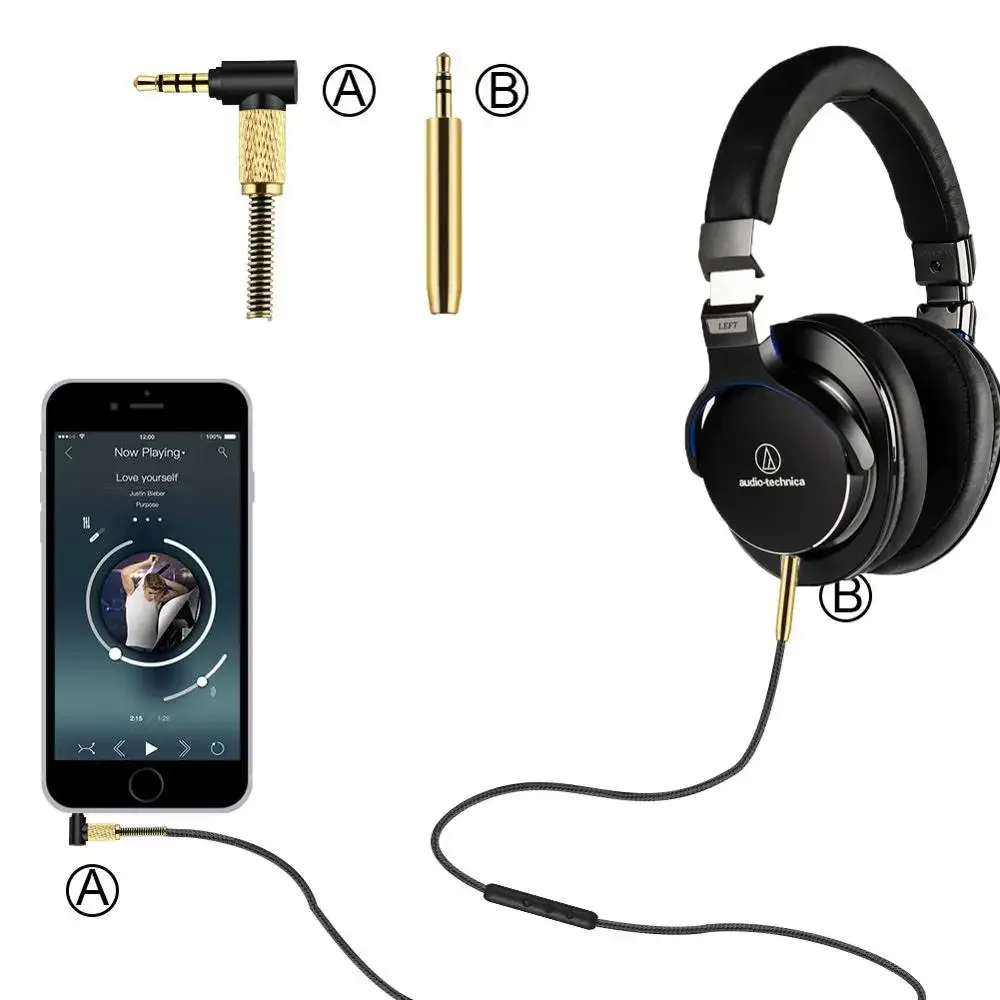 OFC 교체 케이블 익스텐션 코드, 오디오 테크니카 ATH-MSR7NC ATH-MSR7GM ATH-MSR7 ATH-SR5NBW ATH-SR5BT SonicPro 헤드폰용