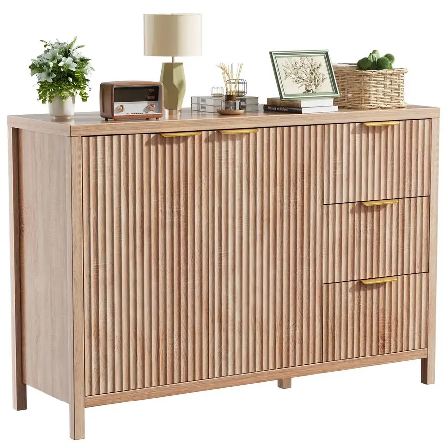 Sideboard Buffet Cabinet, 46.5 Modern Storage Cabinet with 2 Doors Amp 3