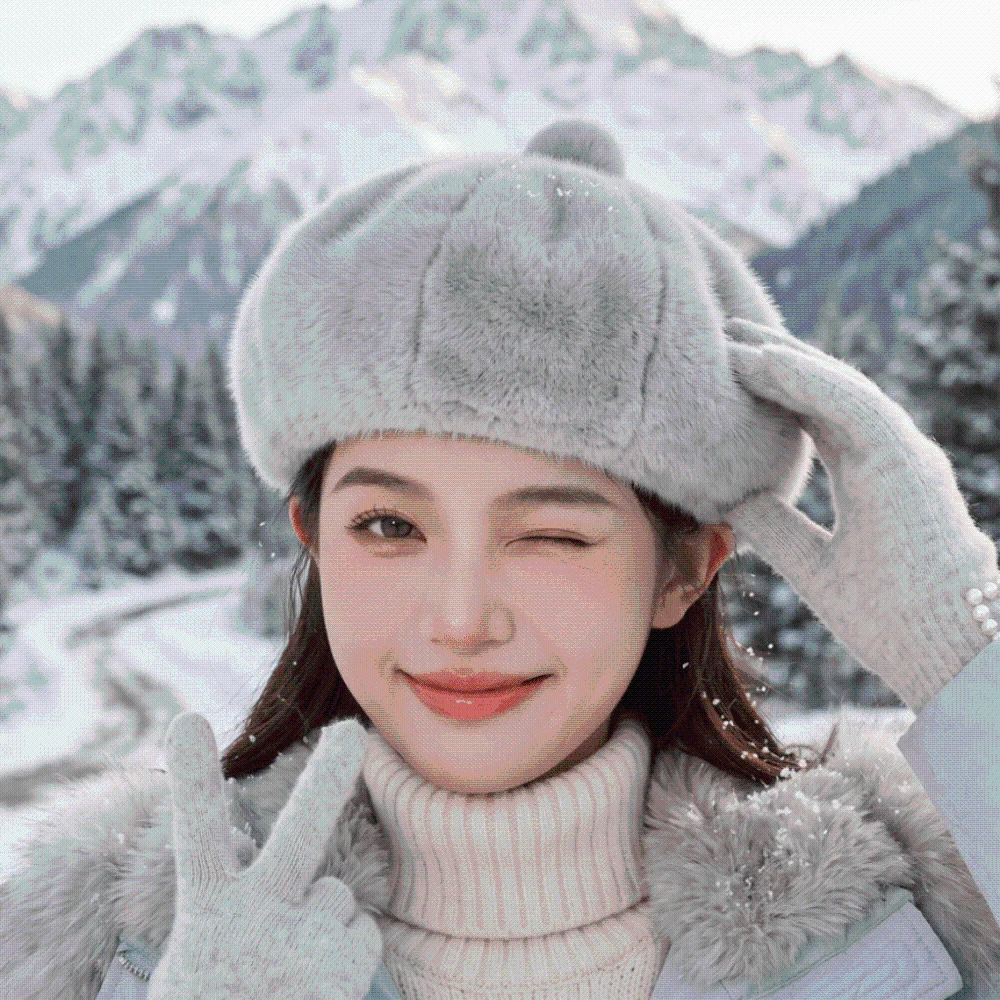 Winter Warm Bonnet Furry Faux Mink Beret Soft Thickened Pumpkin Painter Cap Elegant Luxury Plush Octagonal Cap Dating