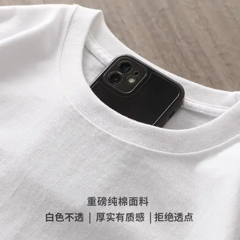 

Heavy Cottonround Necklong-sleeved T-shirt Women's Comfortableversatile Loose Casual Bottoming Shirt Men's Autumn