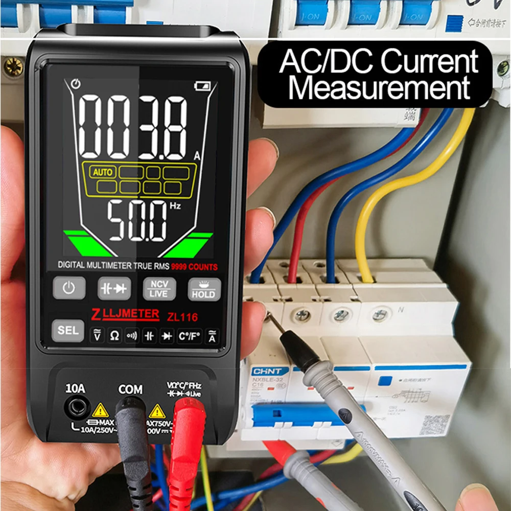 Multimetr cyfrowy z ładowaniem USB Duży ekran 9999 AC DC Napięcie prądu True RMS Automatyczny zakres Pojemność Temperatura Ohm Tester multimetru