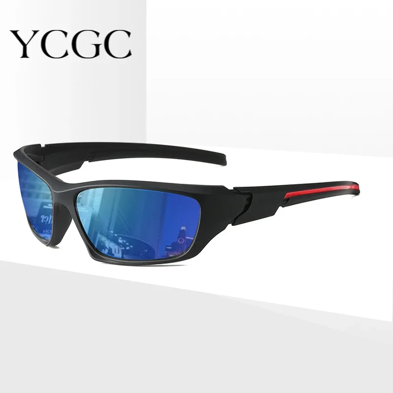 Brand Polarized Sunglasses for Men Plastic Oculos De Sol Men\'s Fashion Square Driving Eyewear Travel Sun Glass Black Blue Glass
