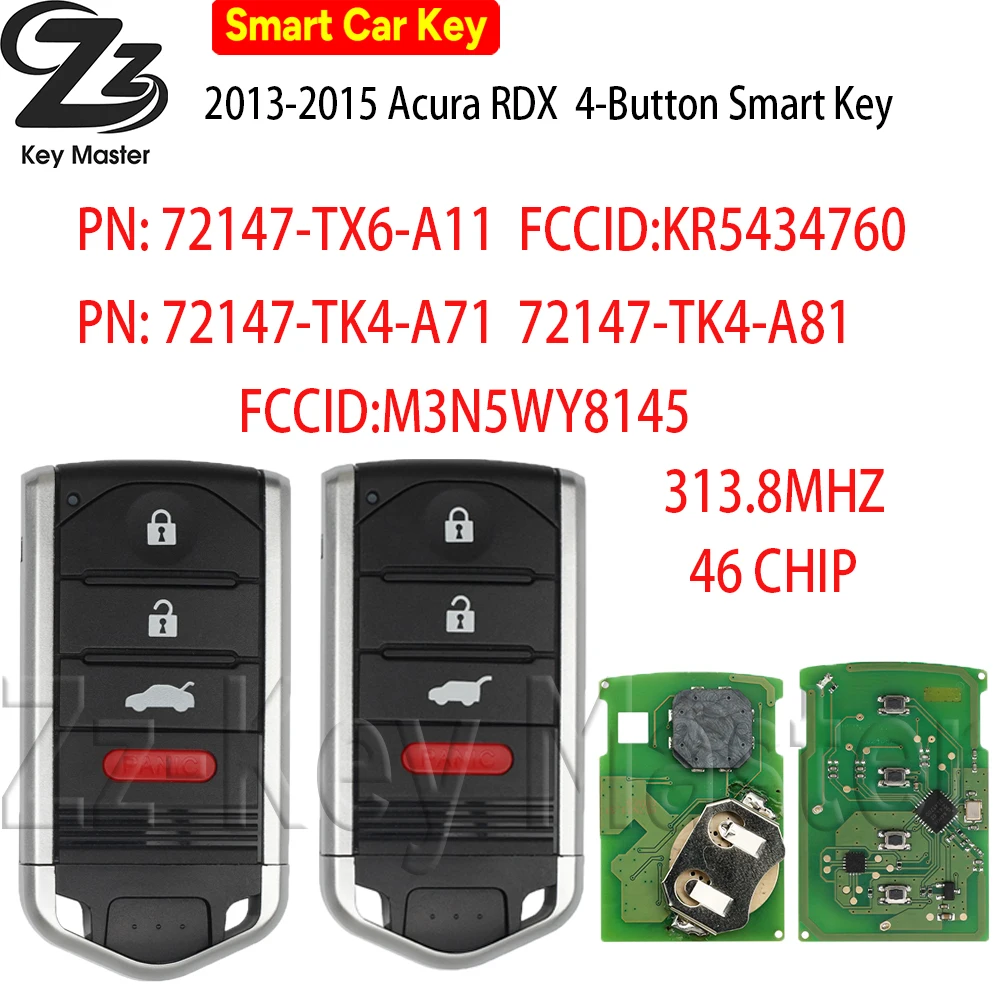 for Acura TL 2009 2010 2011 2012 M3N5WY8145 KR5434760 Remote Key Fob for Acura RDX ILX 2013 2014 2015 313.8MHz 46CHIP