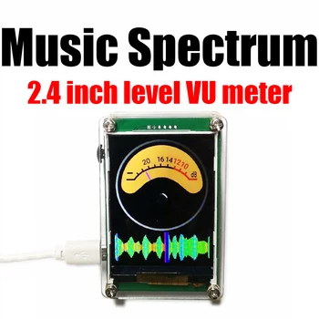Nixie clock music spectrum level indicator VU meter 2.4 inch Analog sound control digital display rhythm analyzer multi-mode GPS