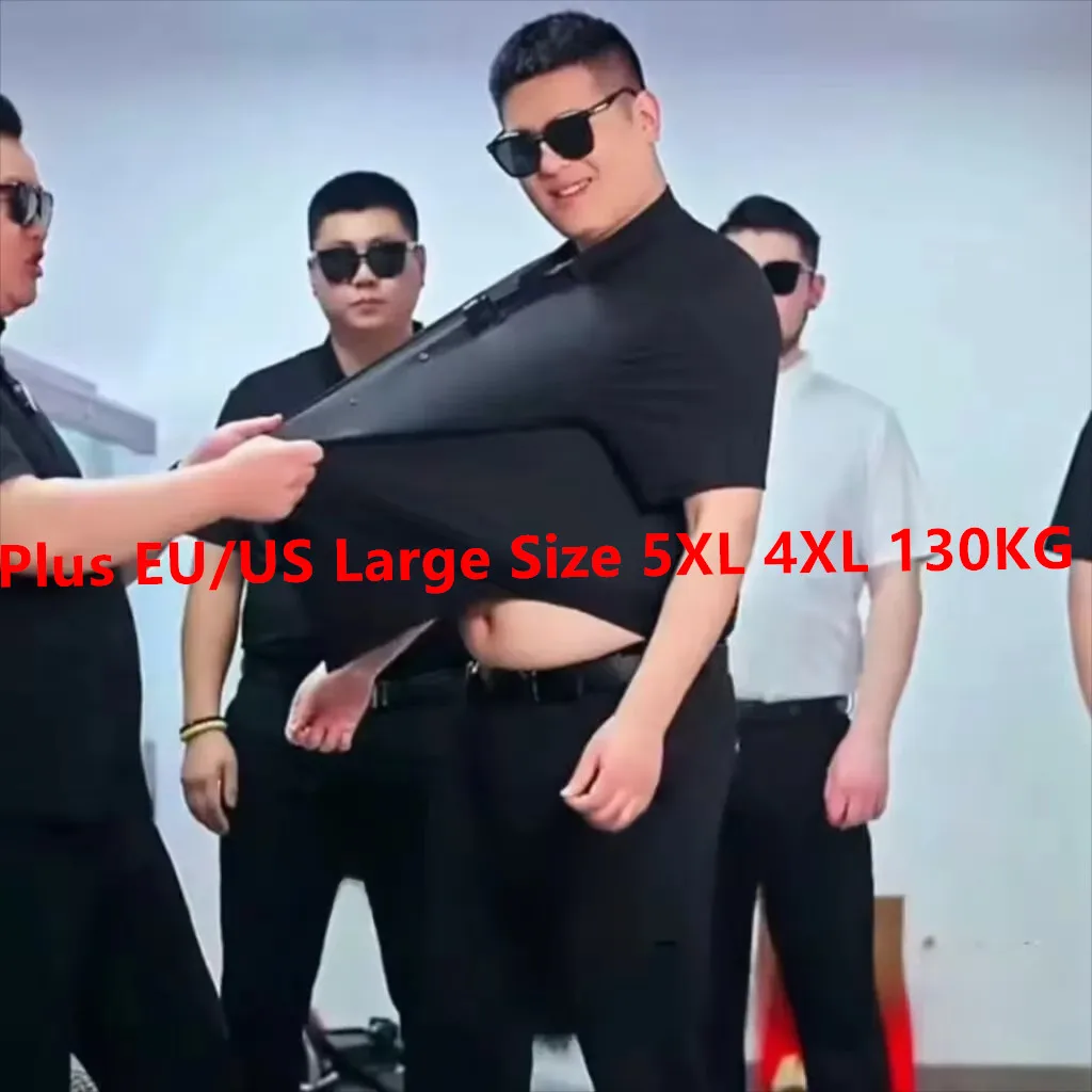 Camisa Social Masculina de Luxo Branca Lisa Sem Costura de Alta Elasticidade para Verão, Tamanhos Grandes EU/US 5XL 4XL
