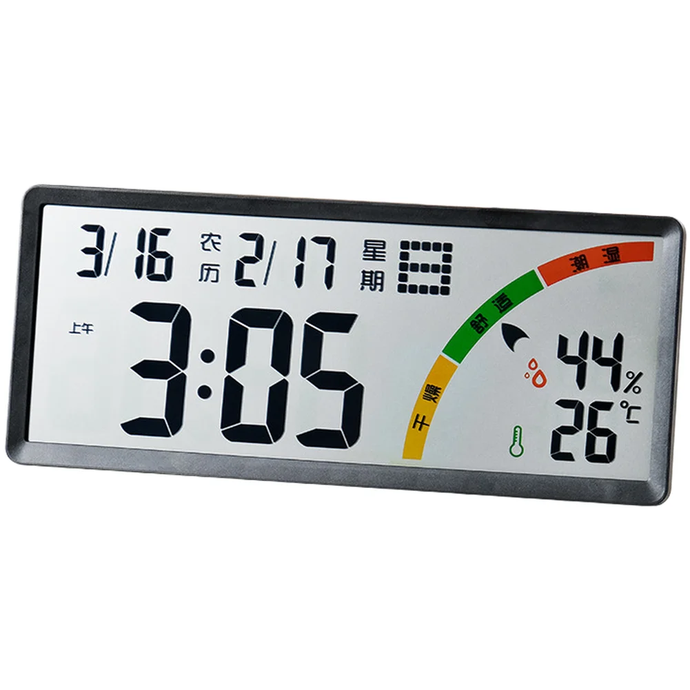 

Большие настенные ЖК-часы с лунным календарем, отображением температуры и влажности для дома, офиса, настольного или настенного использования