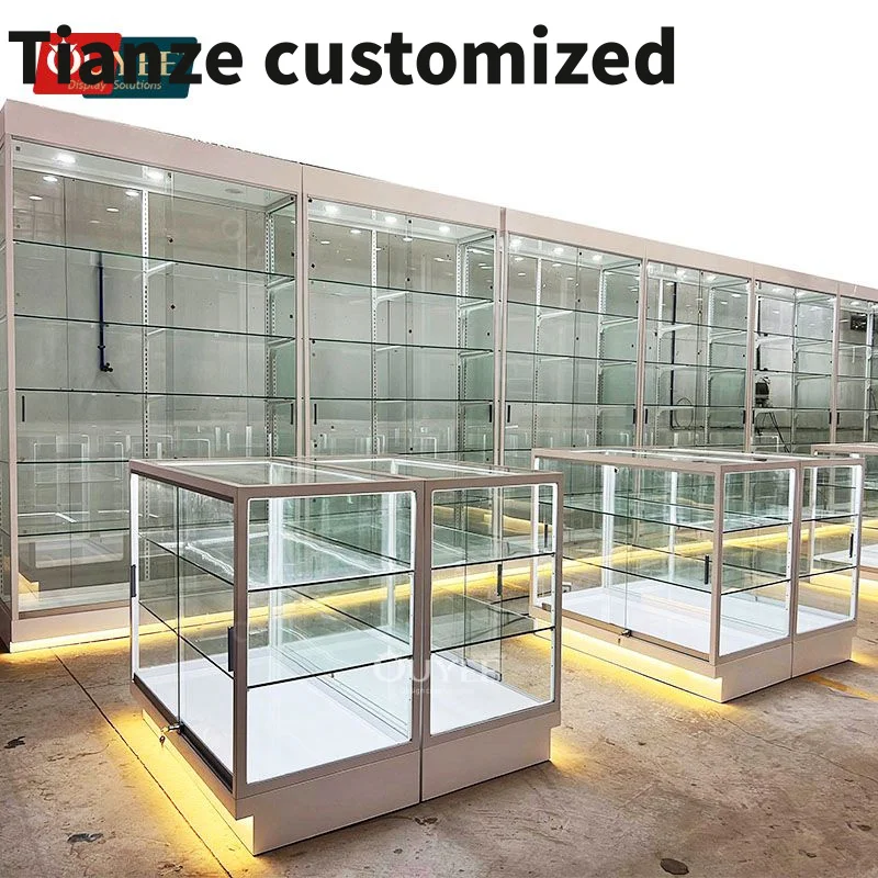 Customized-Retail Showcase Design Dispensary Store Display Racks Glass Display Cigarettes Smoke Counter Smoke Shop With Loc