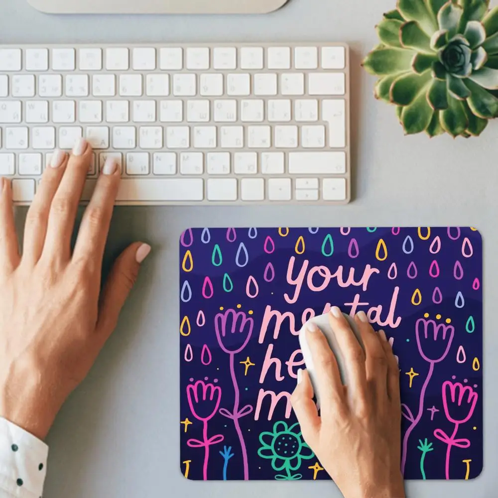 HYBXAXC Mental Health Quote Small Mouse Pad Non Slip Rubber Desk Mat for Office Home Laptop Gaming Decor