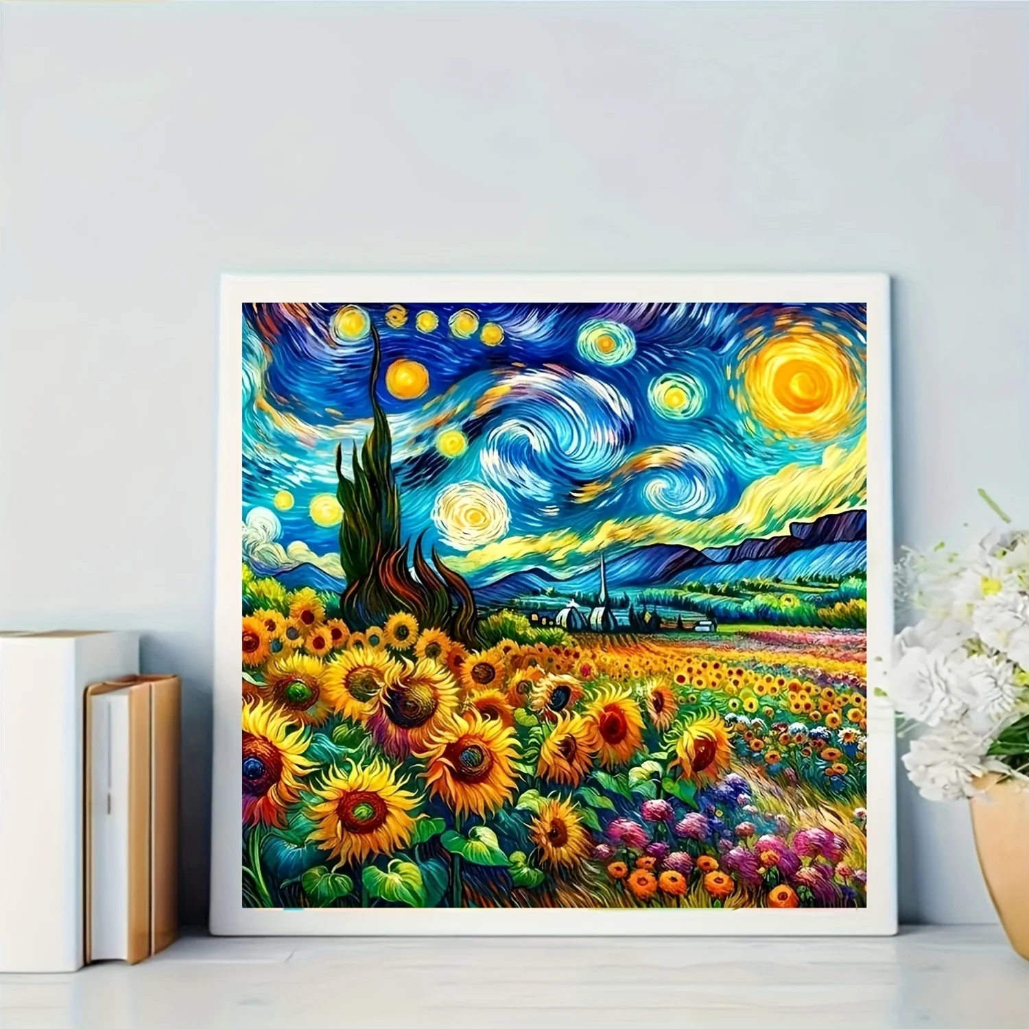 

500/1024PCS Paper Jigsaw Puzzle Sunflowers Under The Starry Sky DIYHome Art Decoration Gift Suitable As A Frameless Holiday Gift