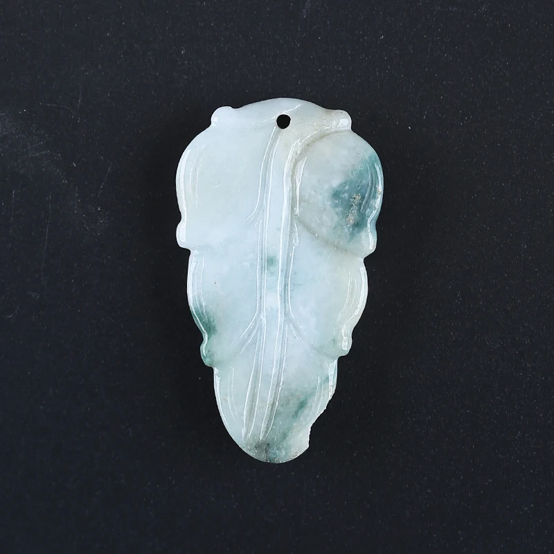 Natural Jade Fashion Jewelry Necklace Accessories Carving Leaf Pendant Bead 40x23x6mm 9.4g