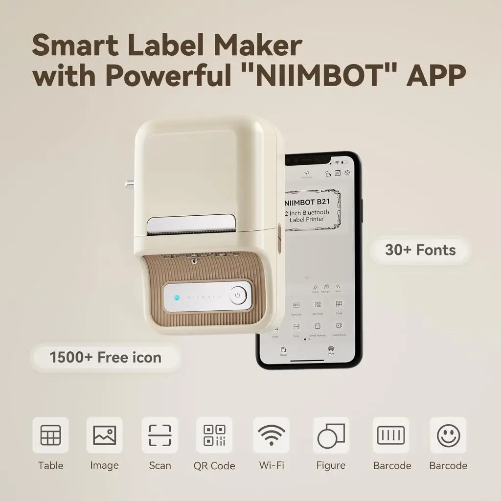 NIIMBOT B21 Label Maker Printer Portable Bluetooth Thermal Printer Sticker Printer Barcode Printer Commodity Price Tag Printer