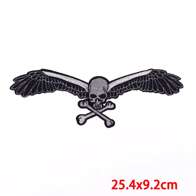 Pulaqi Big Biker Patch For Clothing Coat Decoration Iron On Patches Large Cool Punk Badges Motorcycle Embroidered Accessories