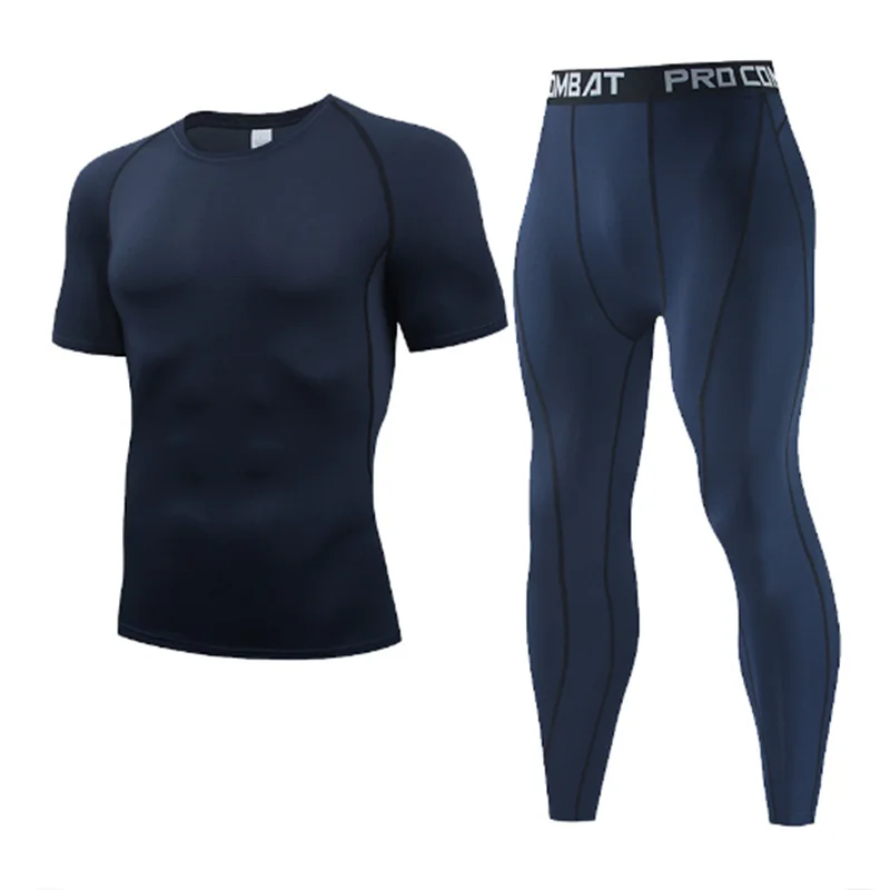Autumn and winter Men's Compression Sportswear Suit Tight thermal Yoga Sets Workout Jogging Fitness Clothing Tracksuit Pants