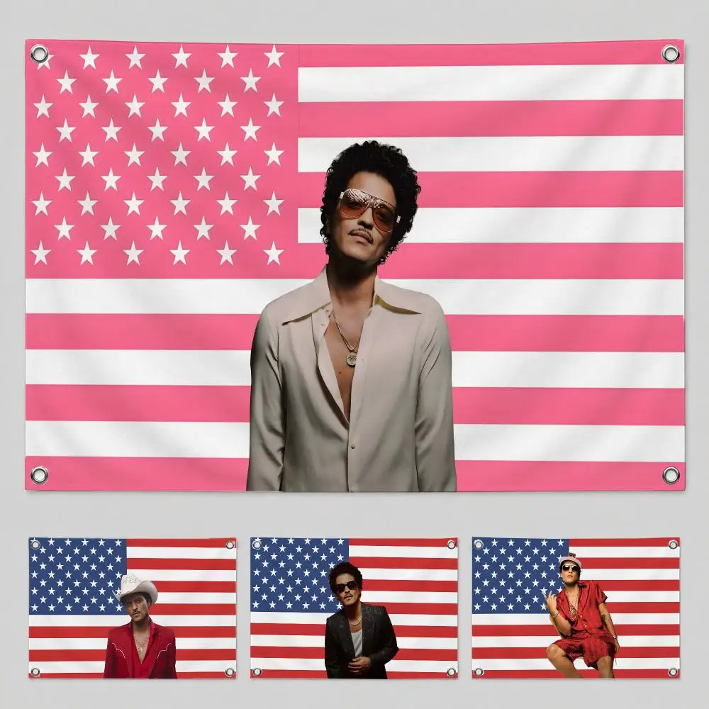 singer B-Bruno mars Flags Flags Minimalist Fabric Flag Fade-Resistant Outdoor Garden Banner Hanging Sign for Shop Home Decor