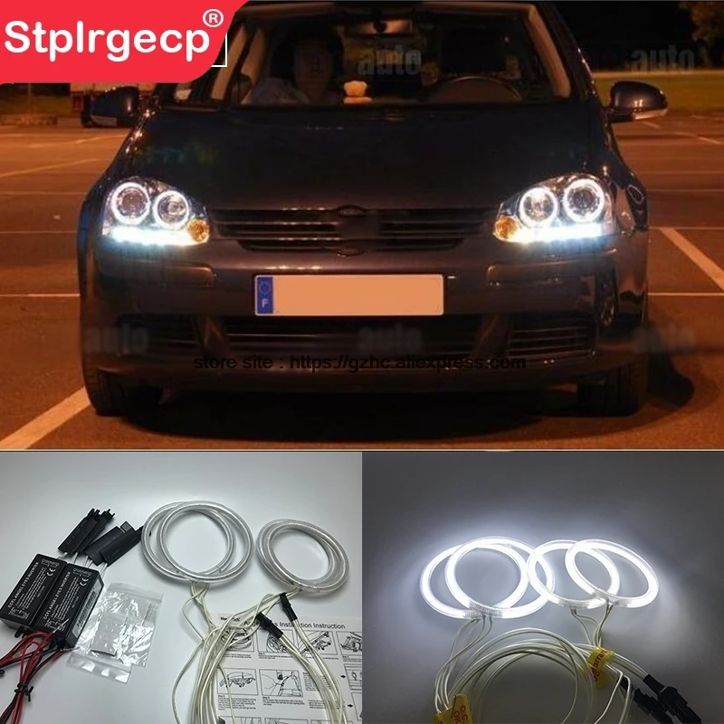 

HochiTech For Volkswagen VW golf 5 MK5 2003-2009 Ultra Bright Day Light DRL CCFL Angel Eyes Demon Eyes Kit Warm White Halo Ring