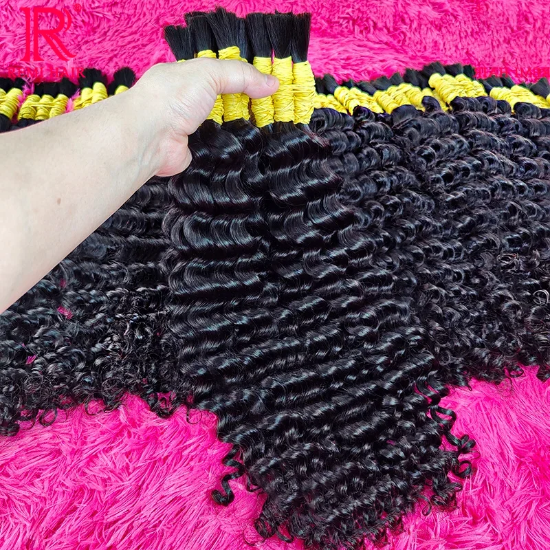 

Human Hair Bulk No Weft Deep Wave Natural Real Human Hair Extensions Hair Weaving for Braiding Indian Hair Bundles for Salon