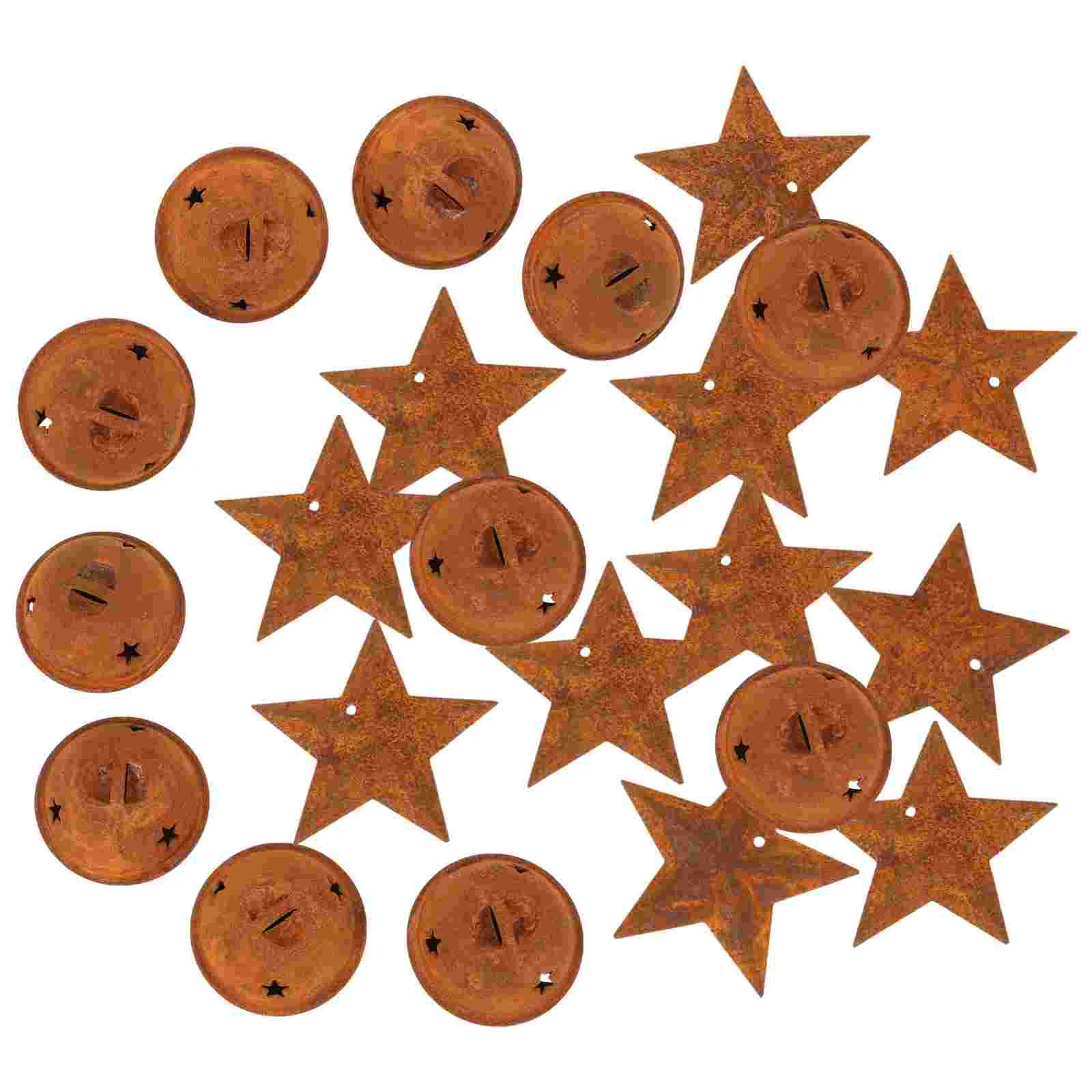 50 Pcs Crafts Vintage Rusty Star Bell Christmas Tree Retro Decor Iron Jingle Bells Hanging Ornament