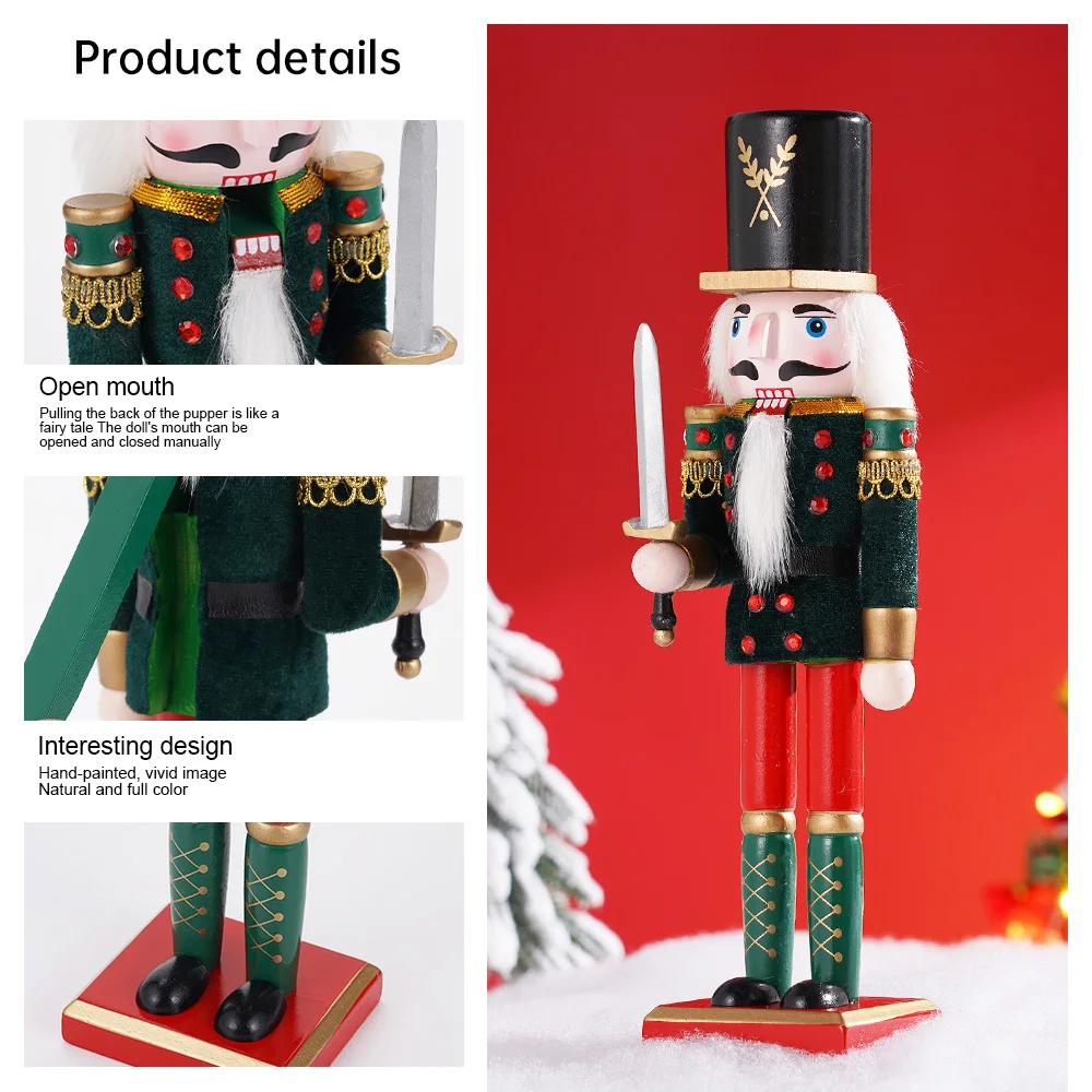 30CM 1/3pcs new European cloth Nutcracker Green blue Mahogany puppet home Christmas children's gift table decoration