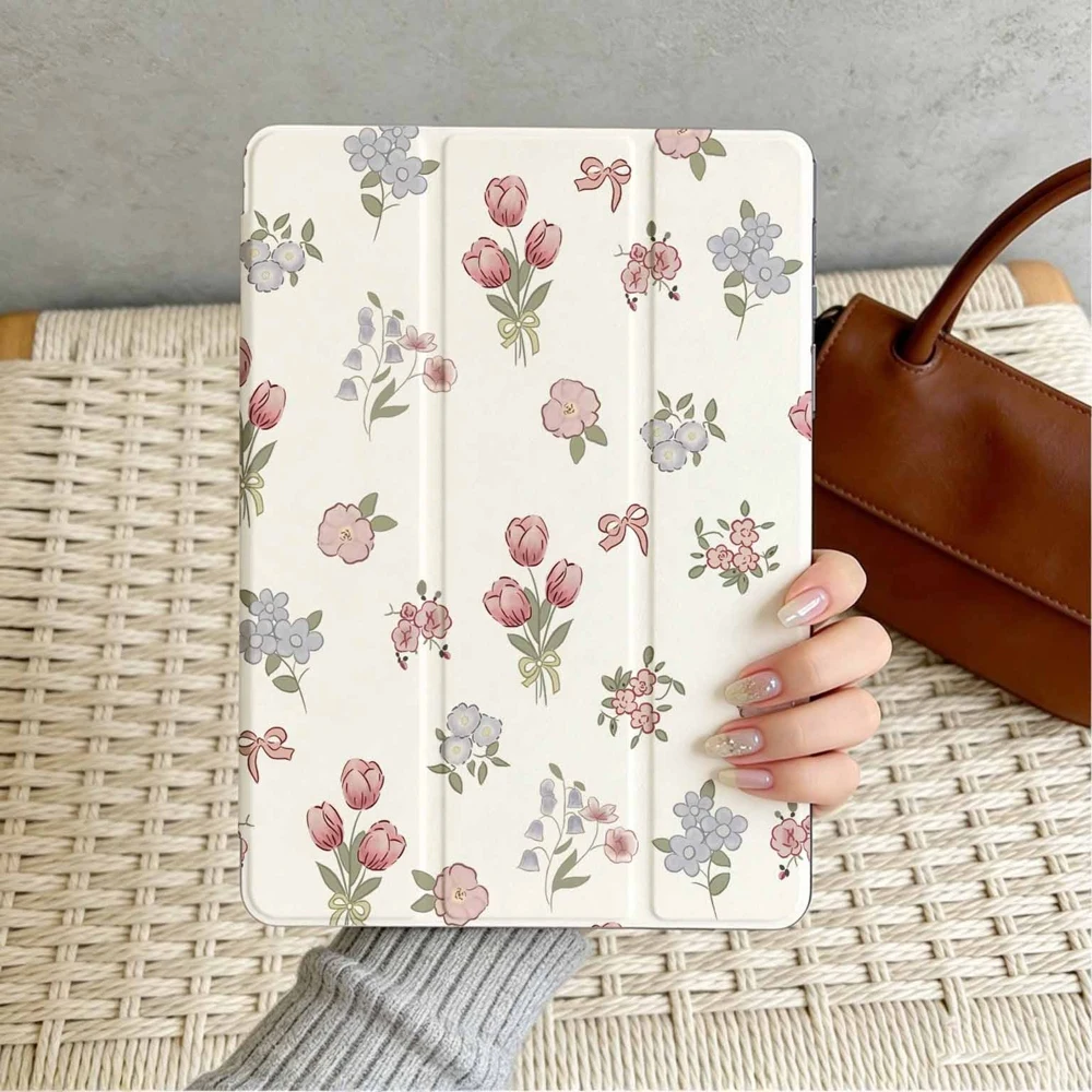 Pastel Tulip Bouquet For Samsung Galaxy Tab A8 A9 A11 S6 S7 S8 S9 S10 S11 FE Plus Lite With Pen Slot Tablet Case