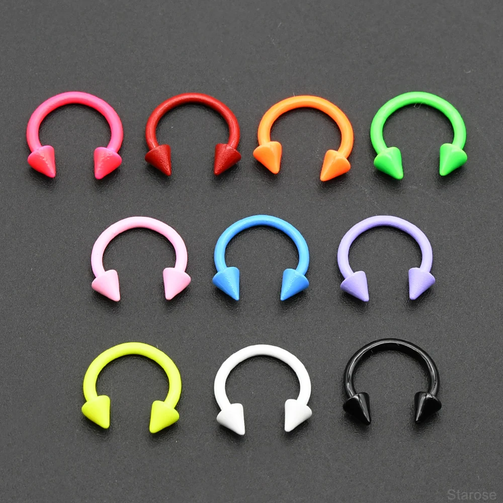 1 Set 16G Ball Spike Shape Stainless Steel Horseshoe Ring for Septum Piercing Eyebrow Nose Hoop Helix Tragus Conch Pierc Jewelry