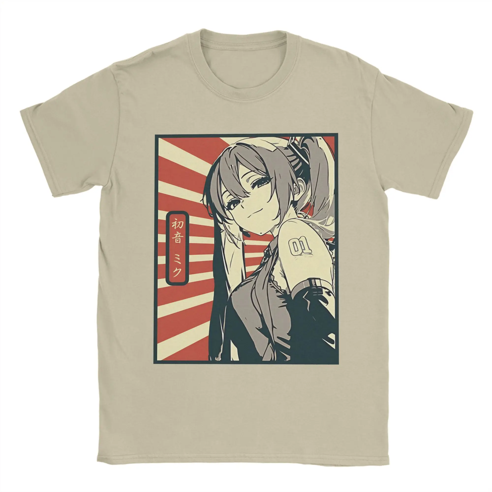 

Футболки Hatsune Miku Japanese Sunburst для мужчин и женщин, забавная хлопковая футболка с круглым вырезом и короткими рукавами, одежда больших размеров