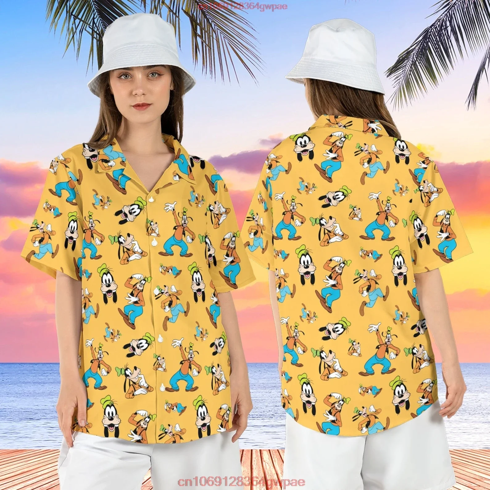 Goofy Dog Hawaiian Shirt Vintage Men's Button Down Shirt Disneyland Beach Hawaiian Shirt Disney Summer Short Sleeve Shirt