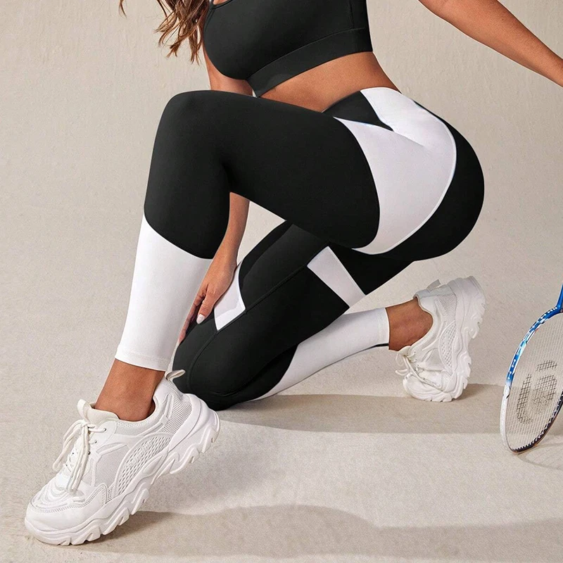 Colorblocked High Waist Yoga Pants Leggings for Women Tummy Control Workout Leggings for Women image 6