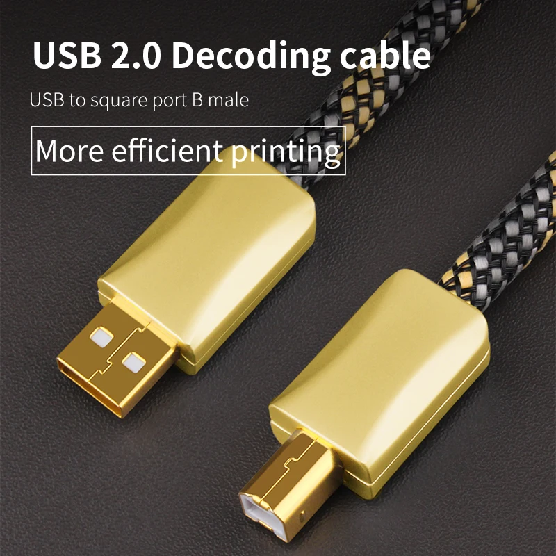 YYAUDIO عالي الدقة 6N OFC USB 3.0 كابل مكبر صوت من النوع A إلى B موصل متوافق مع طابعة بطاقة الصوت DAC العالمية #5